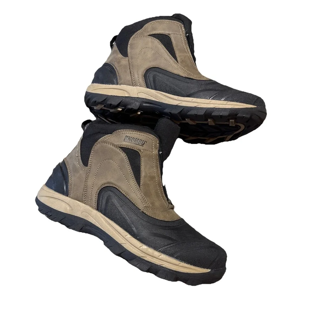 Khombu Cliff Men's Brown‎ Cushioned, Warm Lining, Zipper Closure, Boots S 12